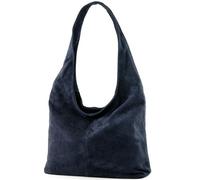 modamoda de - Sac bandoulière en cuir italien T150 suède, Couleur:Bleu foncé