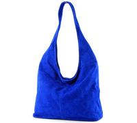 modamoda de - Sac bandoulière en cuir italien T150 suède, Couleur:bleu royal