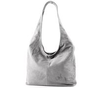 modamoda de - Sac bandoulière en cuir italien T150 suède, Couleur:gris