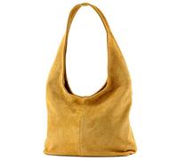 modamoda de - Sac bandoulière en cuir italien T150 suède, Couleur:jaune moutarde