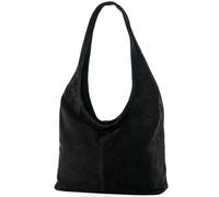 modamoda de - Sac bandoulière en cuir italien T150 suède, Couleur:noir