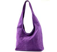 modamoda de - Sac bandoulière en cuir italien T150 suède, Couleur:violet
