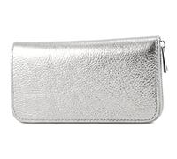 modamoda de - Silber-P02 Portefeuille pour femme en cuir véritable long, Argent métallisé, s, Format long
