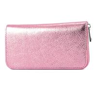 modamoda de Silber-P02 Portefeuille long en cuir pour femme, fabriqué à la main en Italie, Rose métallisé, s