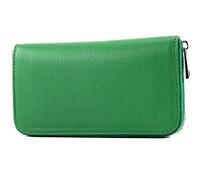 modamoda de Silber-P02 Portefeuille long en cuir pour femme, fabriqué à la main en Italie, Vert feuille, s