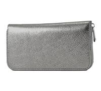 modamoda de Silber-P02 Portefeuille long pour femme en cuir véritable, Gris argenté métallisé, s, Format long