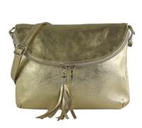 Modamoda de T07L / T139L - Petit sac à bandoulière en cuir pour femme - 2 modèles - Fabriqué à la main en Italie, Métal doré clair, s