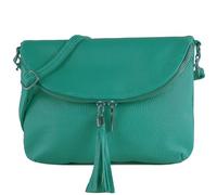 Modamoda de T07L / T139L - Petit sac à bandoulière en cuir pour femme - 2 modèles - Fabriqué à la main en Italie, Vert turquoise., s