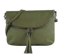 Modamoda de T07L / T139L - Petit sac à bandoulière en cuir pour femme - 2 modèles - Fabriqué à la main en Italie, vert olive, s