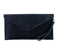 Modamoda de T106 Clutch Sac de soirée en daim, fabriqué en Italie, bleu foncé, Small