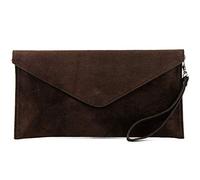 Modamoda de T106 Clutch Sac de soirée en daim, fabriqué en Italie, chocolat noir, Small