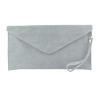 Modamoda de T106 Clutch Sac de soirée en daim, fabriqué en Italie, gris, Small