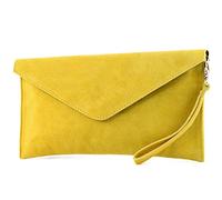 Modamoda de T106 Clutch Sac de soirée en daim, fabriqué en Italie, jaune, Small