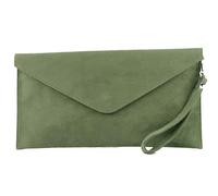 Modamoda de T106 Clutch Sac de soirée en daim, fabriqué en Italie, vert olive, Small