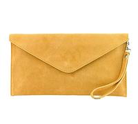 modamoda de - T106 - ITAL Clutch Sac de soirée en daim, jaune moutarde, Small
