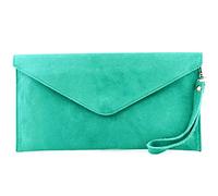 modamoda de - T106 - ITAL Clutch Sac de soirée en daim, Turquoise_1., Small