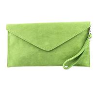 modamoda de - T106 - ITAL Clutch Sac de soirée en daim, vert clair, Small