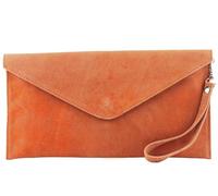 Modamoda de, T106 - Sac en cuir, pochette de soirée, fabrication italienne, Couleur : orange., S