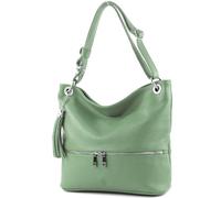 modamoda de - T143 - ital. Sac à bandoulière en cuir, Gris vert, Voir description