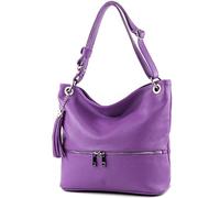 Modamoda de - T143 - Sac à bandoulière en cuir fabriqué en Italie, lilas, Voir description