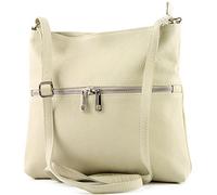 modamoda de - T144 - sac à bandoulière/épaule en cuir italien, Couleur:Crème Beige