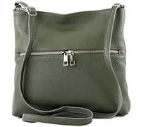 modamoda de - T144 - Sac à bandoulière ital en cuir, Vert armée 2021, m