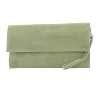 ModaModa de T151 Pochette en cuir daim pour femme, sac à bandoulière, sac de soirée, fabriqué à la main en Italie, Gris vert, S