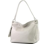 modamoda de - T154 - ital Sac à bandoulière en cuir, Gris 2021, m