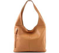 modamoda de T155 Sac à main en cuir pour femme Shopper à bandoulière Large fabriqué à la main en Italie, camel, L