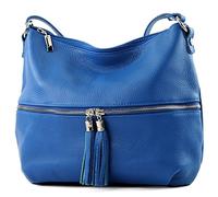 modamoda de - T159 - Sac à bandoulière ital en cuir, bleu, m