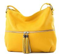modamoda de - T159 - Sac à bandoulière ital en cuir, jaune, m