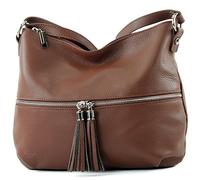 modamoda de - T159 - Sac à bandoulière ital en cuir, Marron 2021, m