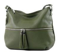 modamoda de - T159 - Sac à bandoulière ital en cuir, Vert olive 2021, m