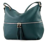 modamoda de - T159 - Sac à bandoulière ital en cuir, Vert pétrole 2021, m