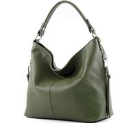 modamoda de - T160 - Sac à bandoulière italien en cuir pour femme, vert olive