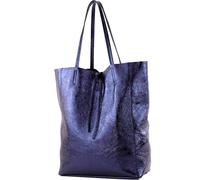modamoda de - T163 - Ital. Shopper Large avec poche intérieure en cuir, Bleu violet métallisé, L