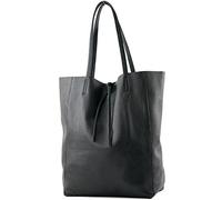 modamoda de - T163 - Ital. Shopper Large avec poche intérieure en cuir, Noir 2021, L