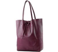 modamoda de - T163 - Ital. Shopper Large avec poche intérieure en cuir, Violet bordeaux 2021, L