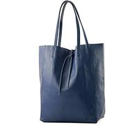 modamoda de T163 Sac à bandoulière en cuir pour femme avec poche intérieure, fait main en Italie, Bleu saphir 2021, L