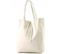 modamoda de - T163 - Ital. Grand sac shopping avec poche intérieure en cuir, crème