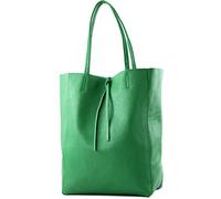 modamoda de - T163 - Ital. Shopper Large avec poche intérieure en cuir, Vert 2021, L