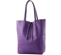 modamoda de - T163 - Ital. Shopper Large avec poche intérieure en cuir, Violet 2021, L