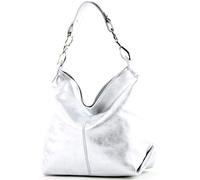 modamoda de T168 Sac à bandoulière, sac porté épaule, en cuir, fabriqué en Italie, Argent métallisé, M