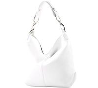modamoda de T168 Sac à bandoulière, sac porté épaule, en cuir, fabriqué en Italie, Blanc., M