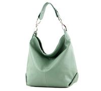 modamoda de T168 Sac à bandoulière, sac porté épaule, en cuir, fabriqué en Italie, Gris vert, M
