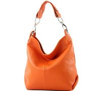 modamoda de T168 Sac à bandoulière, sac porté épaule, en cuir, fabriqué en Italie, Orange, M