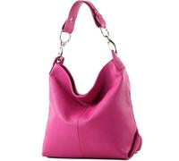 modamoda de T168 Sac à bandoulière, sac porté épaule, en cuir, fabriqué en Italie, Rose, M