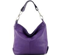 modamoda de T168 Sac à main en cuir pour femme, sac à bandoulière, taille moyenne, fabriqué à la main en Italie, Violet, m