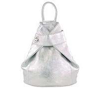 modamoda de - T179 - ital : sac à dos pour femme en cuir, Argent métallisé, m