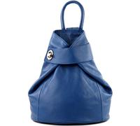 modamoda de - T179 - sac à dos pour femme en cuir italien, Couleur:bleu